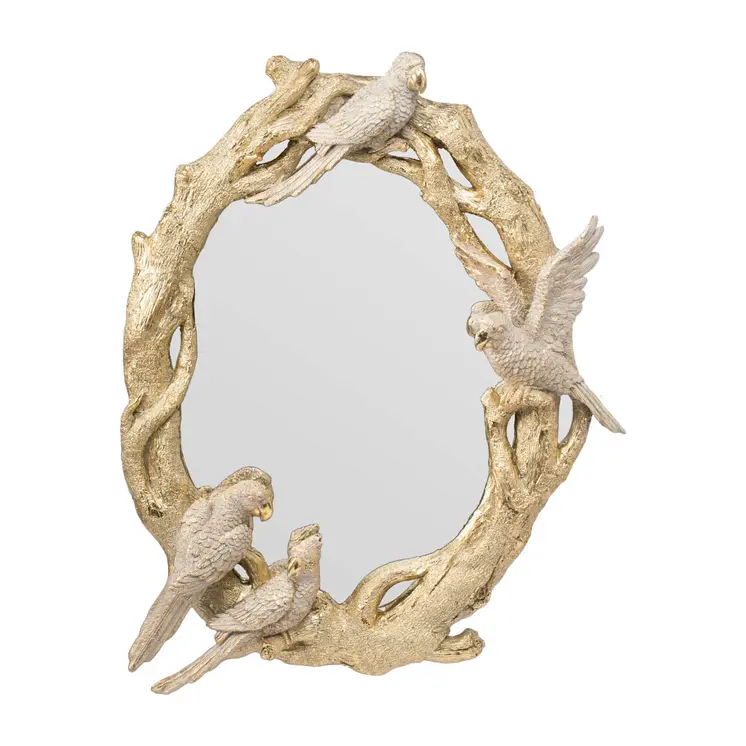 22" Gold Birds and Branches Resin Framed Accent Mirror