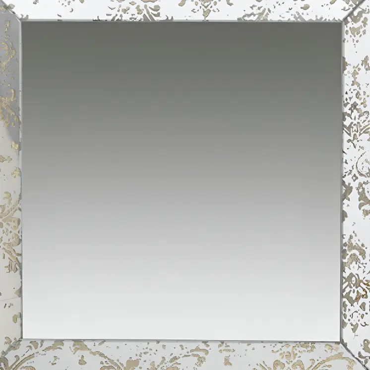 15" Brown Square Framed Antiqued Damask Accent Mirror