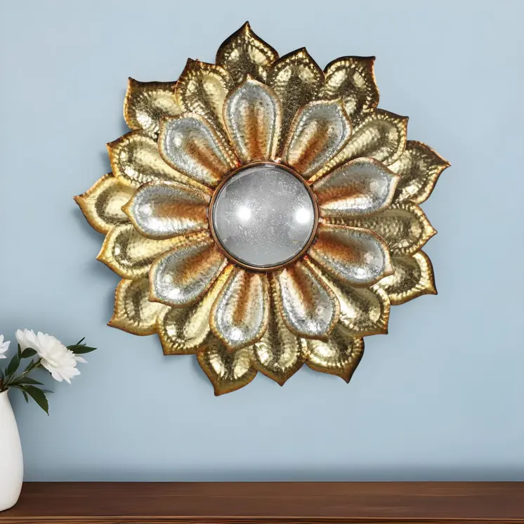 36" Gold Metal Flower Framed Accent Mirror