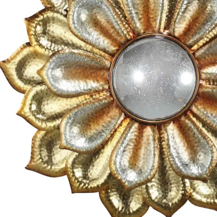 36" Gold Metal Flower Framed Accent Mirror