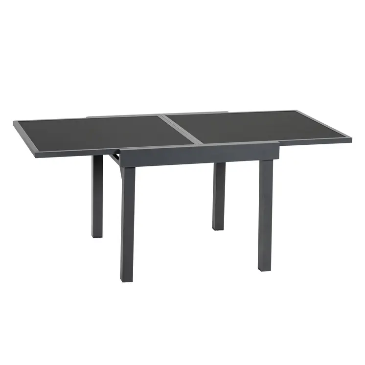 35" Gray Square Glass Extendable Outdoor Side Table