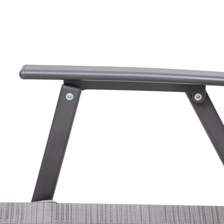 Set of Four 35" Brown Steel Sling Outdoor Folding Arm Chairs