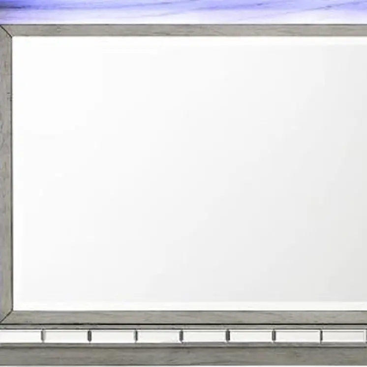 37" Gray Lighted Wood Framed Mounted Dresser Mirror