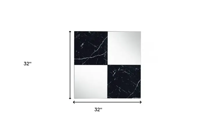 32" Black And Gray Square Wood composite Framed Accent Mirror