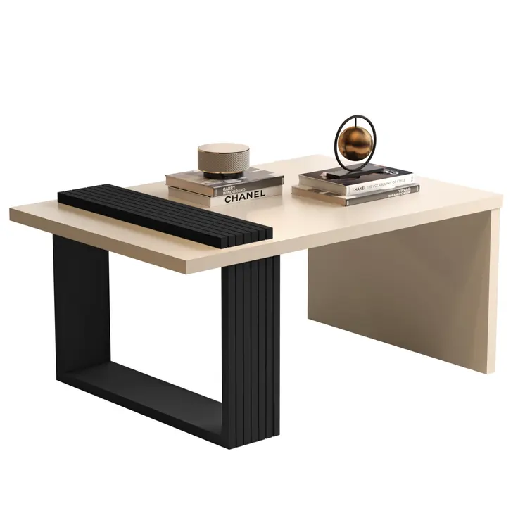 32" Off White And Black and Off White Coffee Table