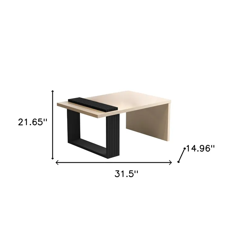 32" Off White And Black and Off White Coffee Table