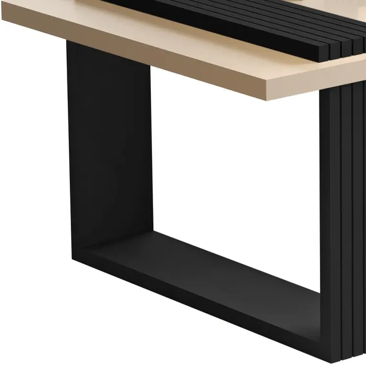 32" Off White And Black and Off White Coffee Table