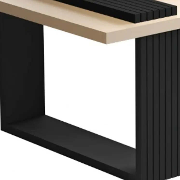 32" Off White And Black and Off White Coffee Table