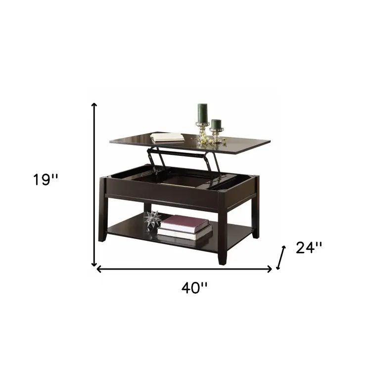 40" Black Wood Lift Top Coffee Table