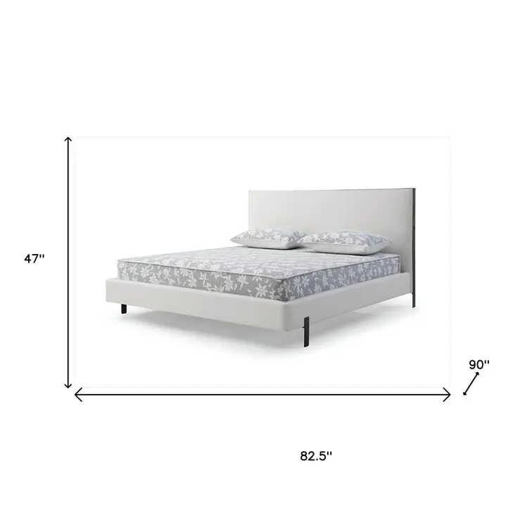 King White Upholstered Faux Leather Bed With USB