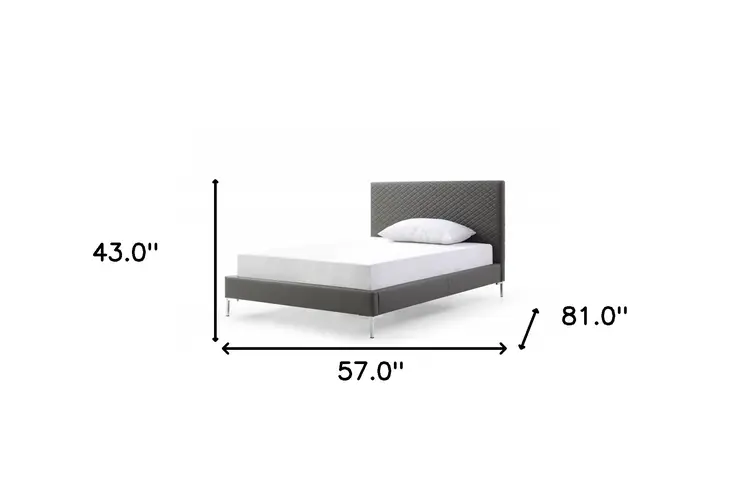 Dark Gray Faux Leather Full Bed Frame