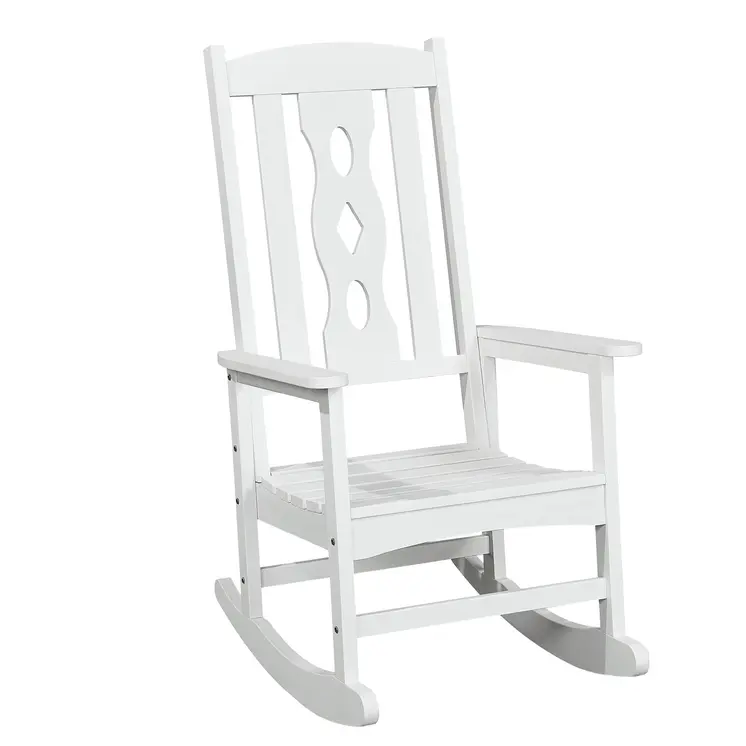 45" White Heavy Duty Plastic Rocking Chair