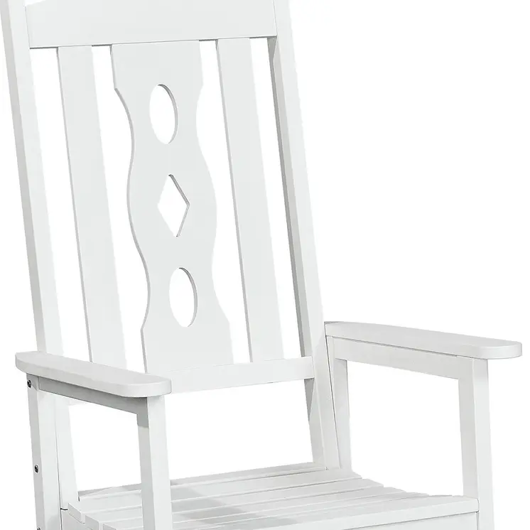 45" White Heavy Duty Plastic Rocking Chair