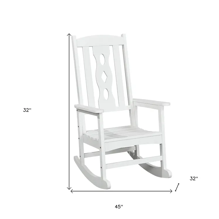 45" White Heavy Duty Plastic Rocking Chair