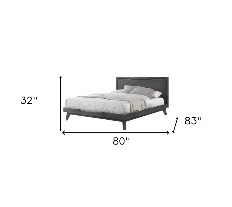 Gray Wood And Linen King Bed Frame