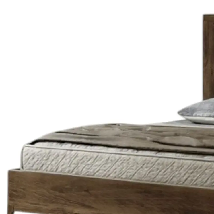 Brown and Gold Wood King Bed Frame