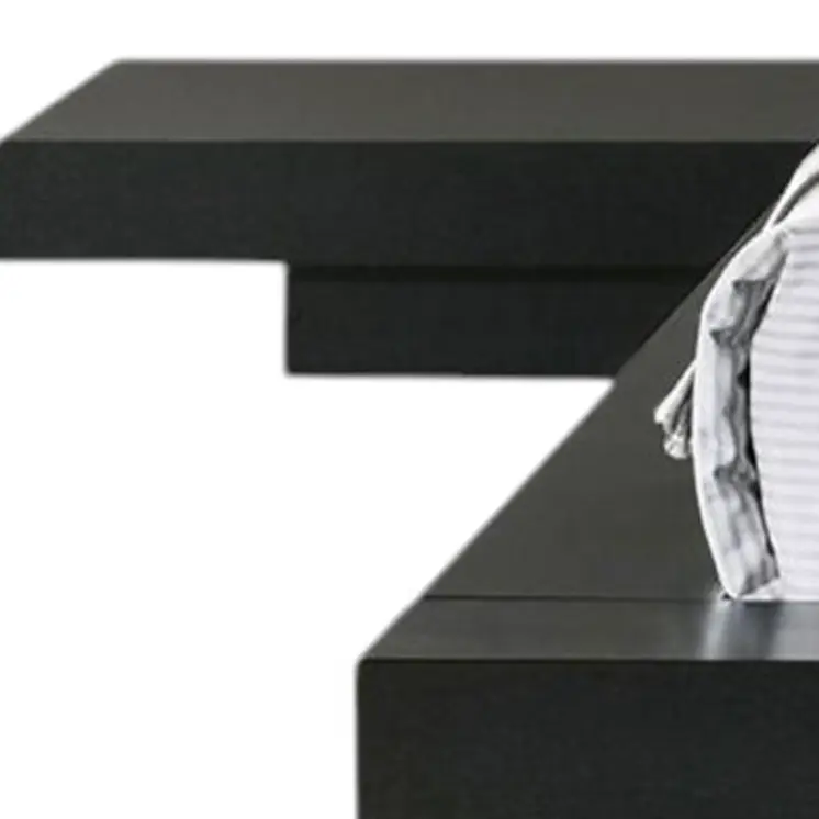Black and White Wood And Faux Leather King Bed Frame With Attached Nightstands