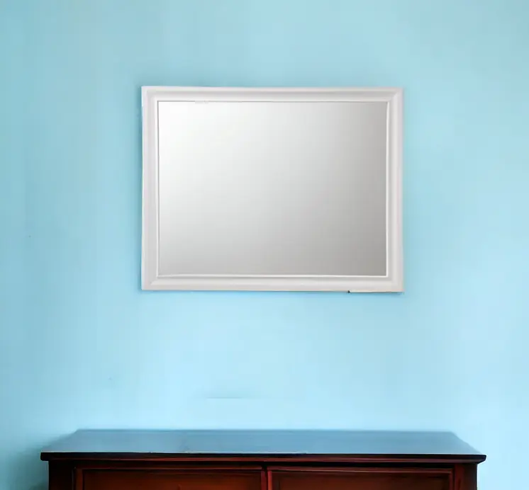 36" White Wood Framed Mounted Dresser Mirror