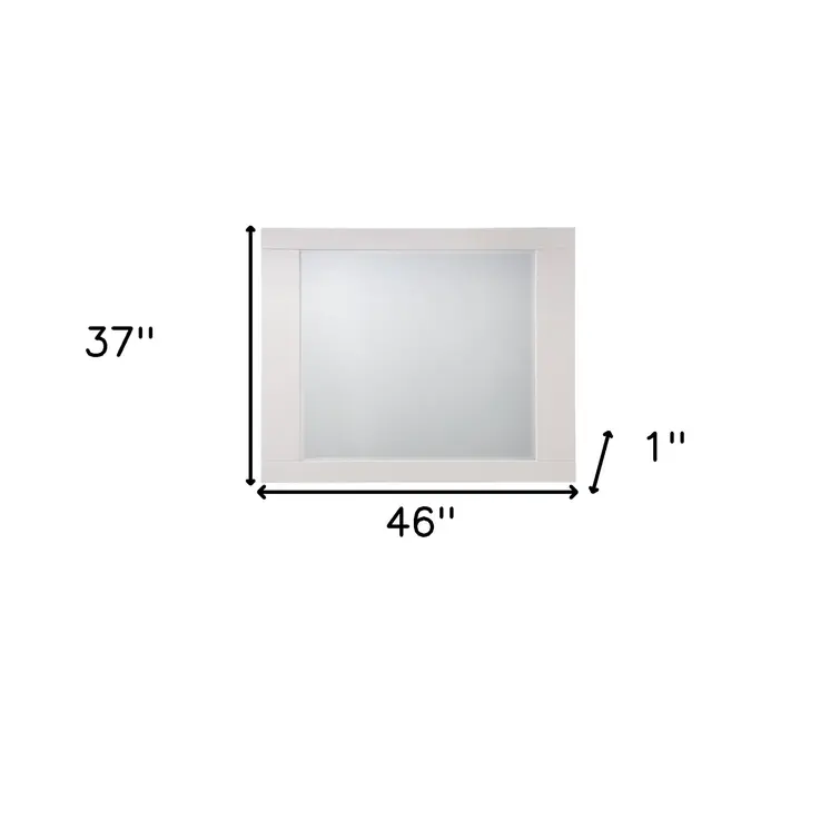 37" White Square Wood Framed Mounted Dresser Mirror