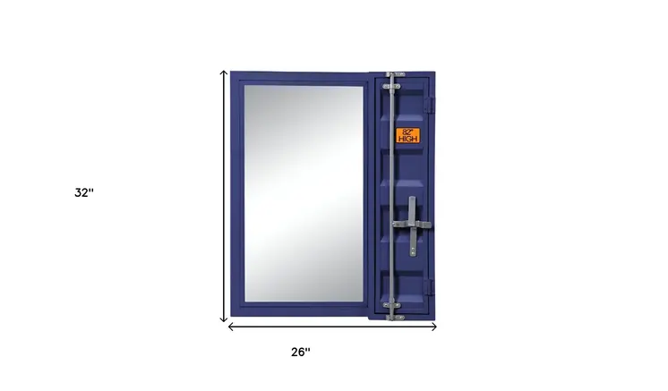 32" Blue Metal Framed Dresser Mirror