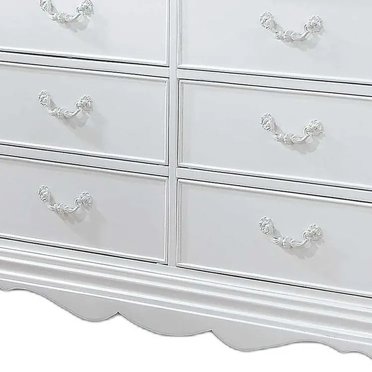 56" White Solid Wood Eight Drawer Double Dresser