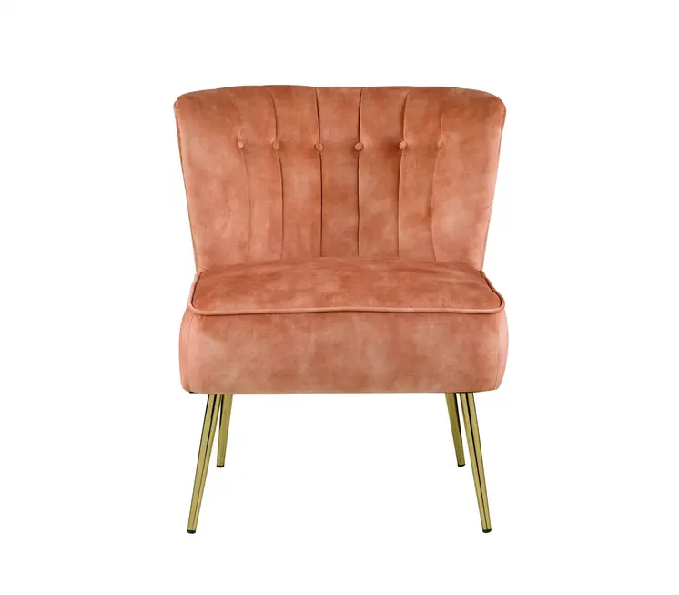 26" Burnt Orange and Brown Velvet Slipper Chair