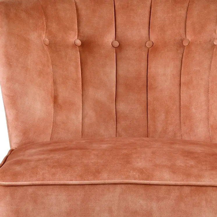 26" Burnt Orange and Brown Velvet Slipper Chair