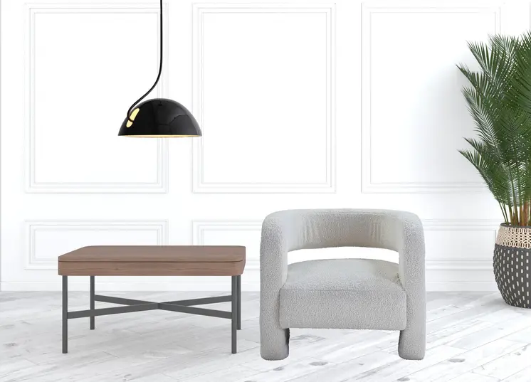 32" White Sherpa Barrel Chair