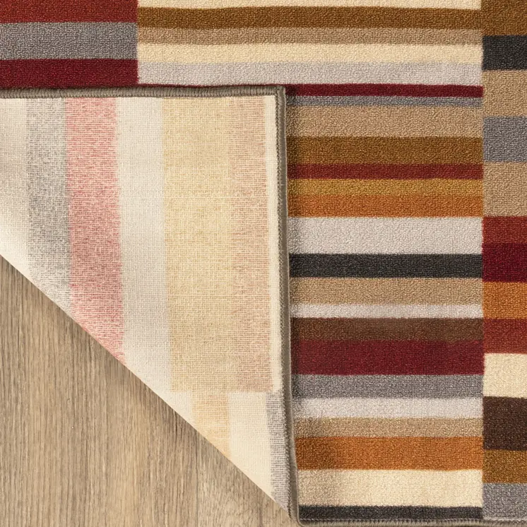 5' X 8' Gray Orange And Red Striped Washable Indoor Outdoor Area Rug