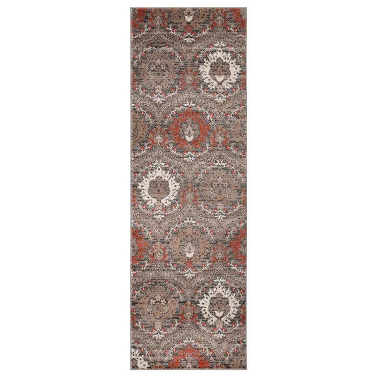 8' Rust Floral Runner Rug