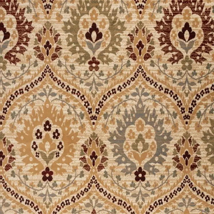 4' X 6' Camel Gray And Rust Floral Stain Resistant Area Rug