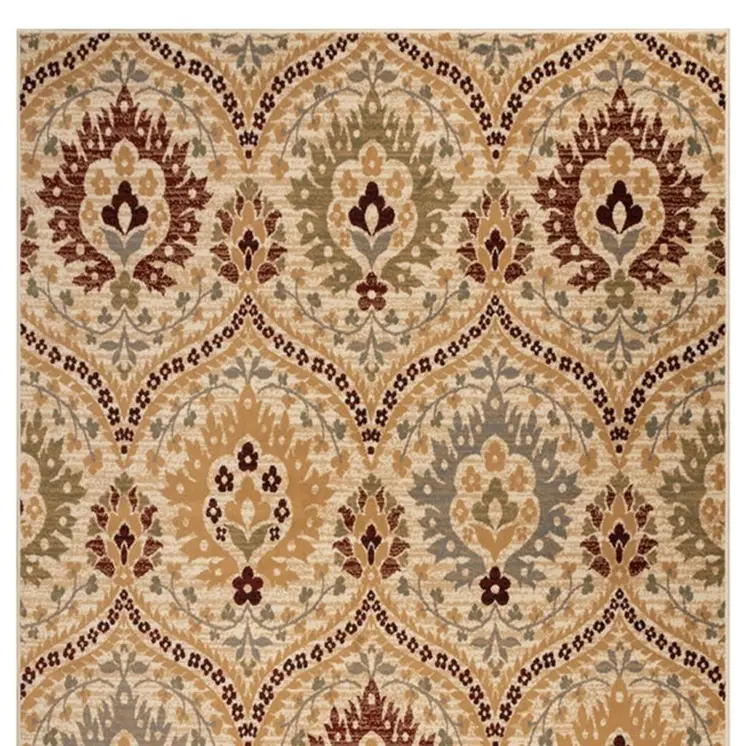 4' X 6' Camel Gray And Rust Floral Stain Resistant Area Rug
