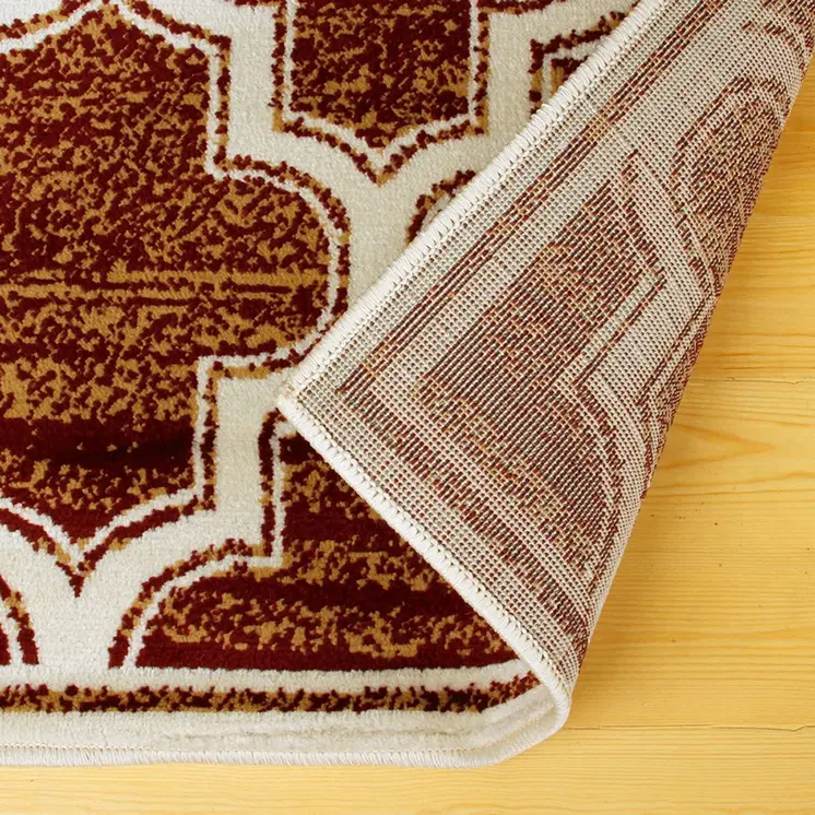 8' Brick And Gold Geometric Stain Resistant Runner Rug