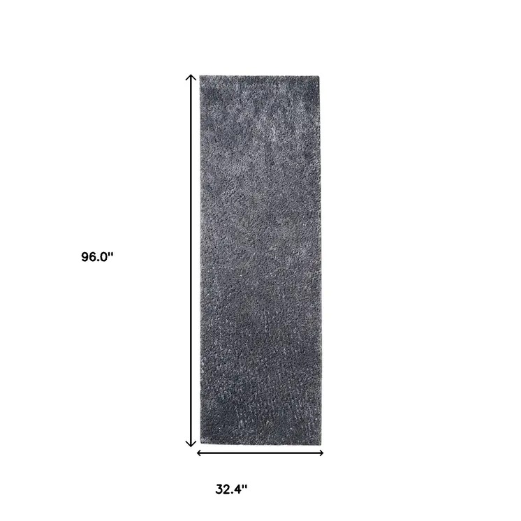 8' Gray Distressed Shag Runner Area Rug
