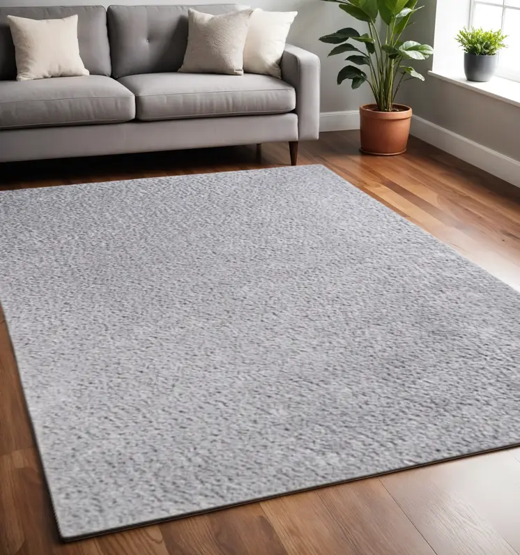 5' X 8' Silver Shag Stain Resistant Area Rug