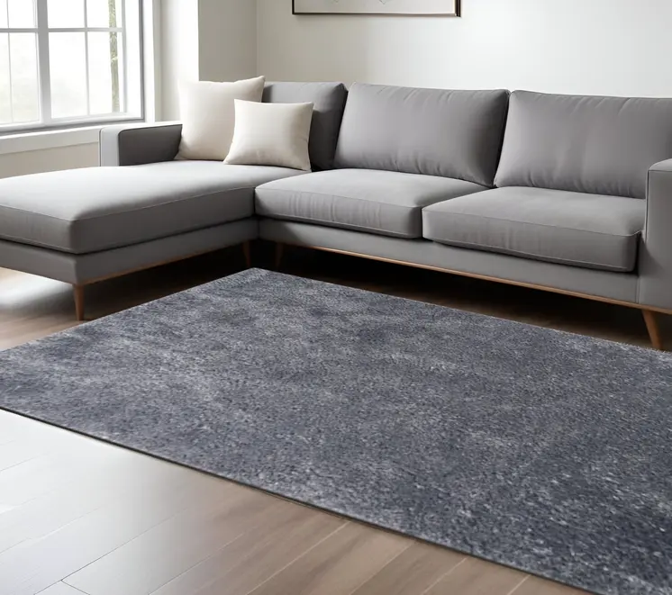 8' X 10' Grey Shag Stain Resistant Area Rug