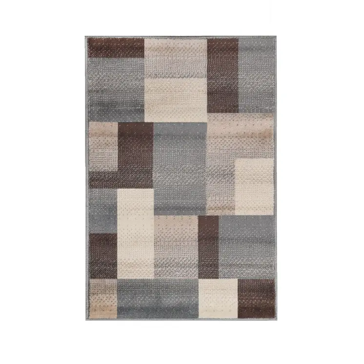 2' X 3' Gray Tan And Brown Patchwork Area Rug