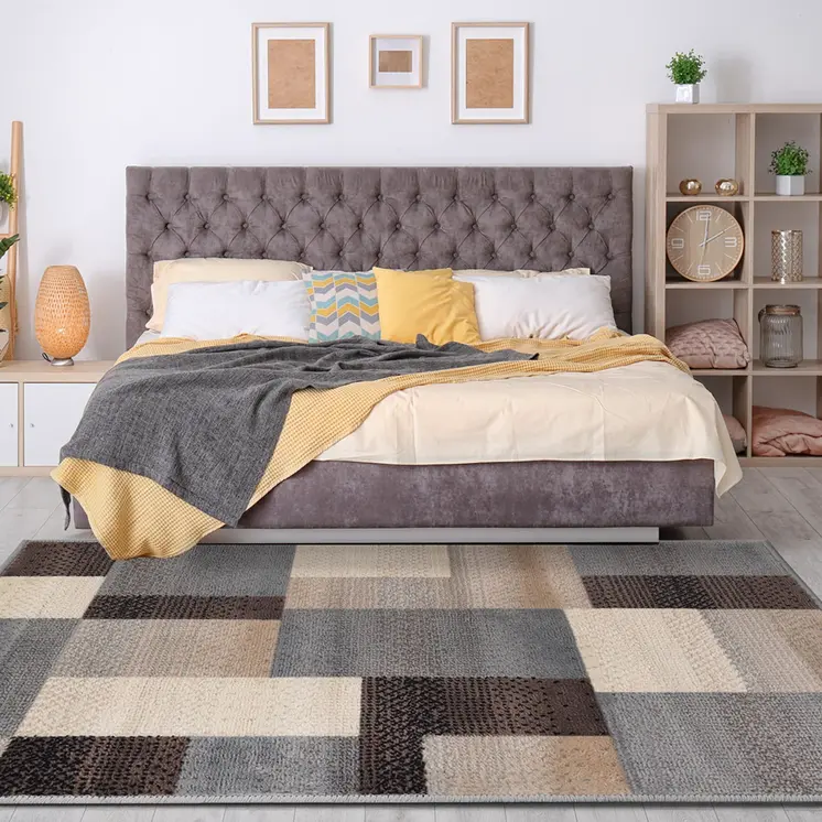 4' X 6' Gray Tan And Brown Patchwork Area Rug