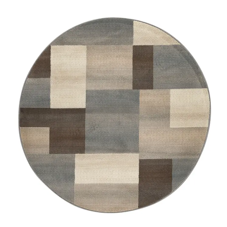 5' Gray Patchwork Round Rug