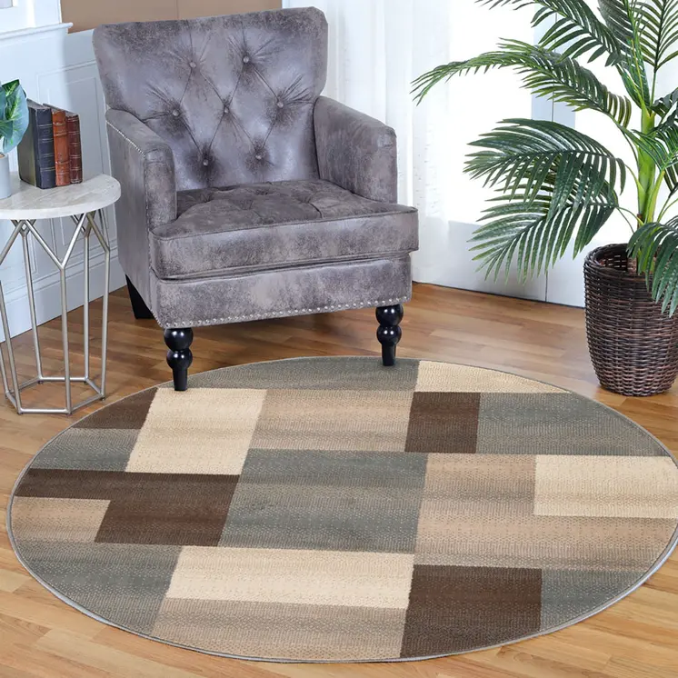 5' Gray Patchwork Round Rug
