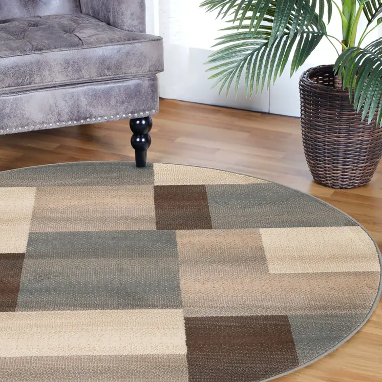 5' Gray Patchwork Round Rug