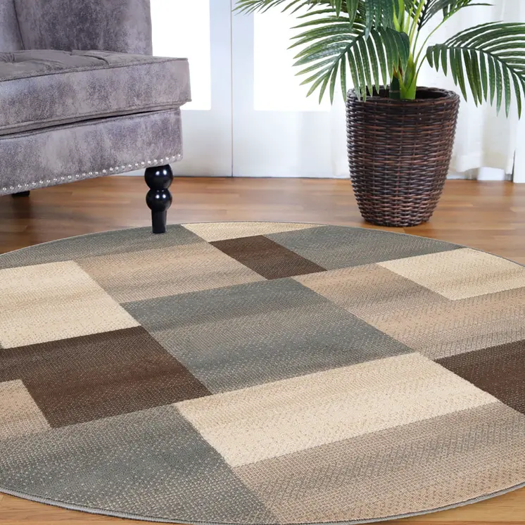 5' Gray Patchwork Round Rug