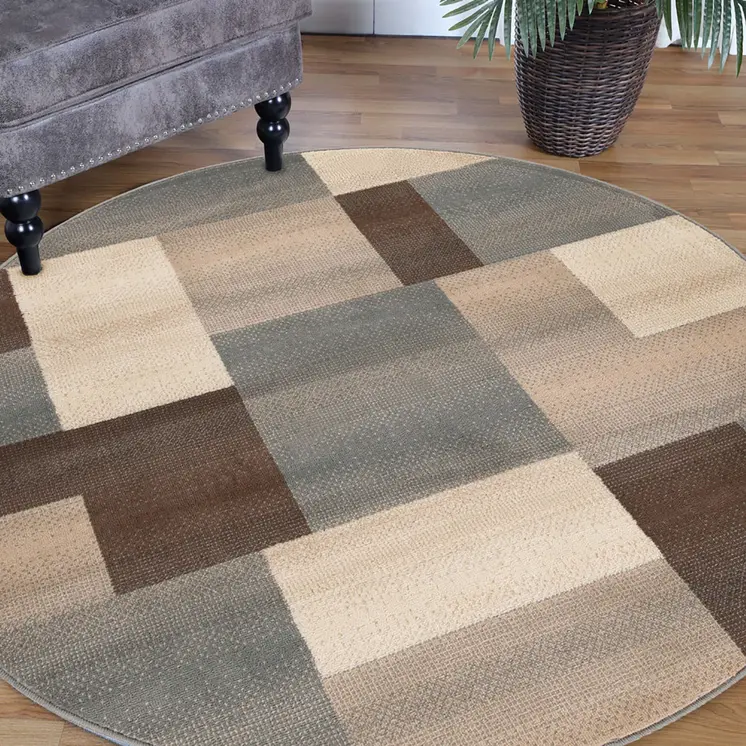 5' Gray Patchwork Round Rug