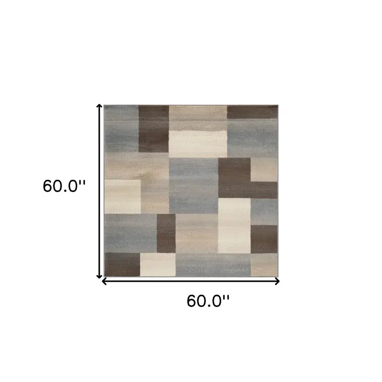 5' Gray Patchwork Square Rug
