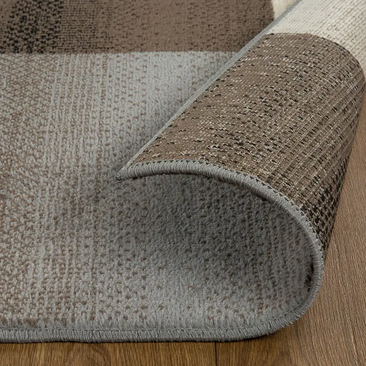 7' X 9' Gray Brown And Cream Patchwork Area Rug