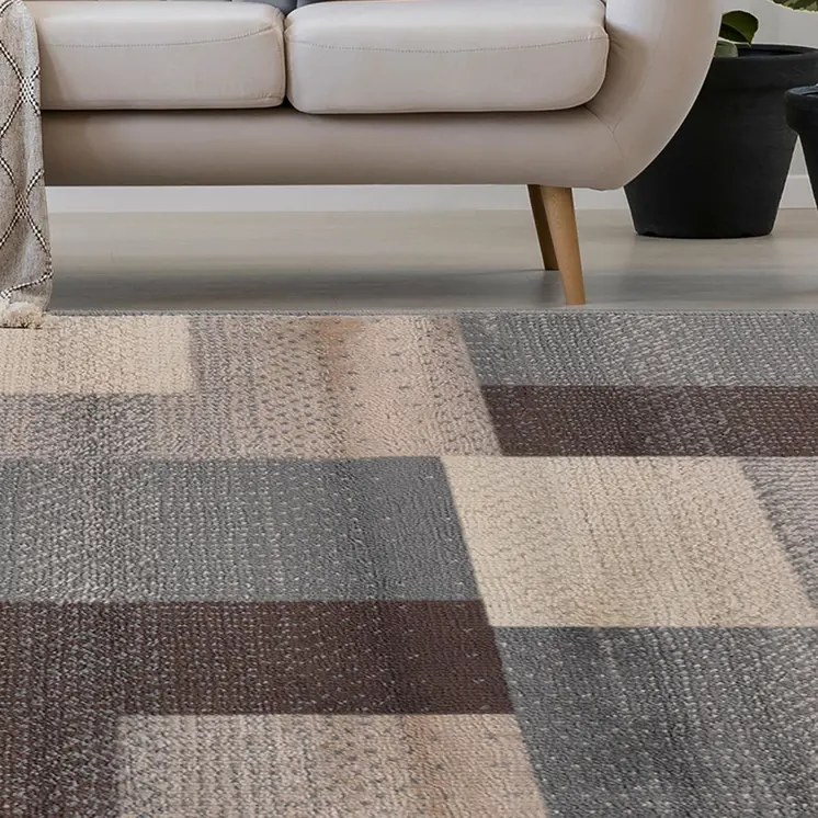 8' X 10' Gray Brown And Cream Patchwork Area Rug