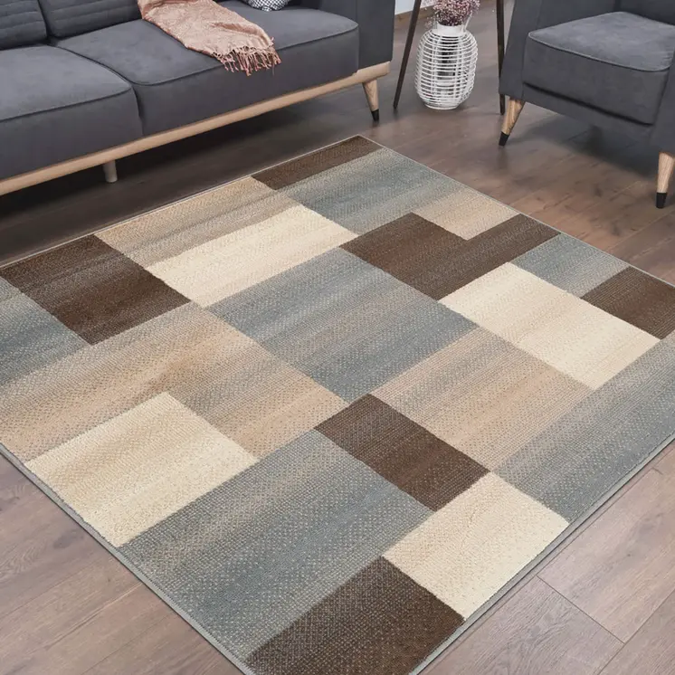 8' Gray Patchwork Square Rug