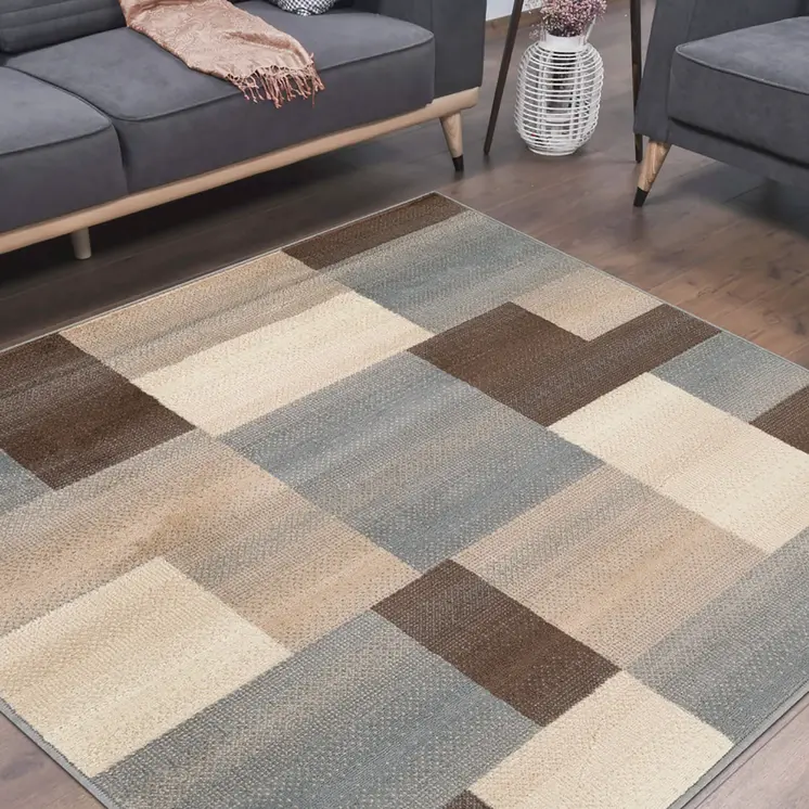 8' Gray Patchwork Square Rug