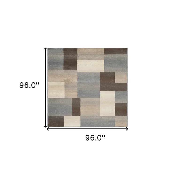 8' Gray Patchwork Square Rug