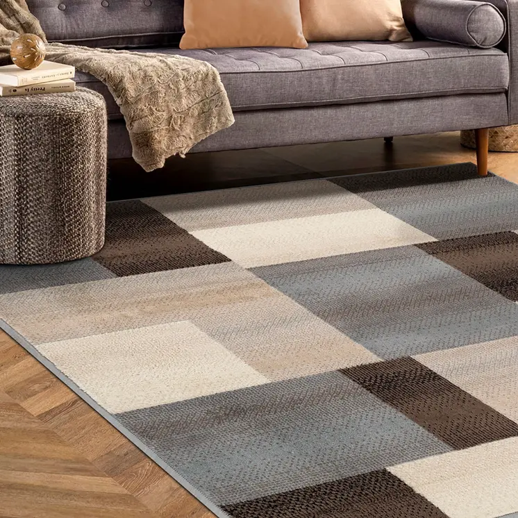 8' Gray Patchwork Square Rug